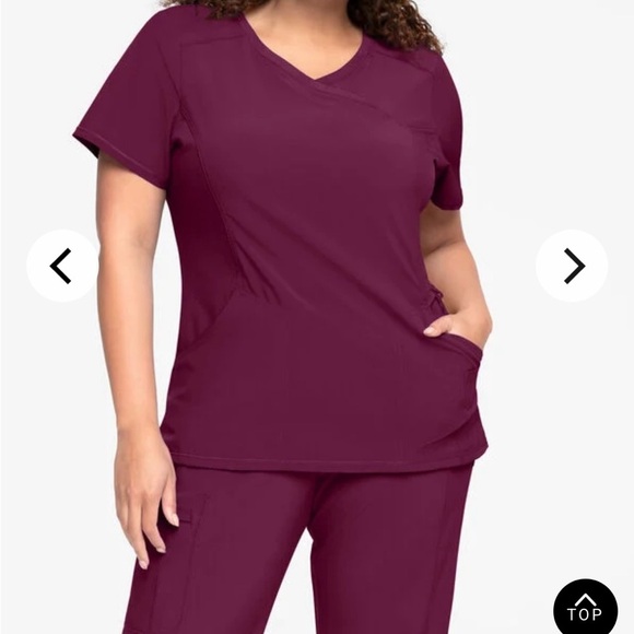 Cherokee Infinity Wine Scrub Top - Picture 1 of 6